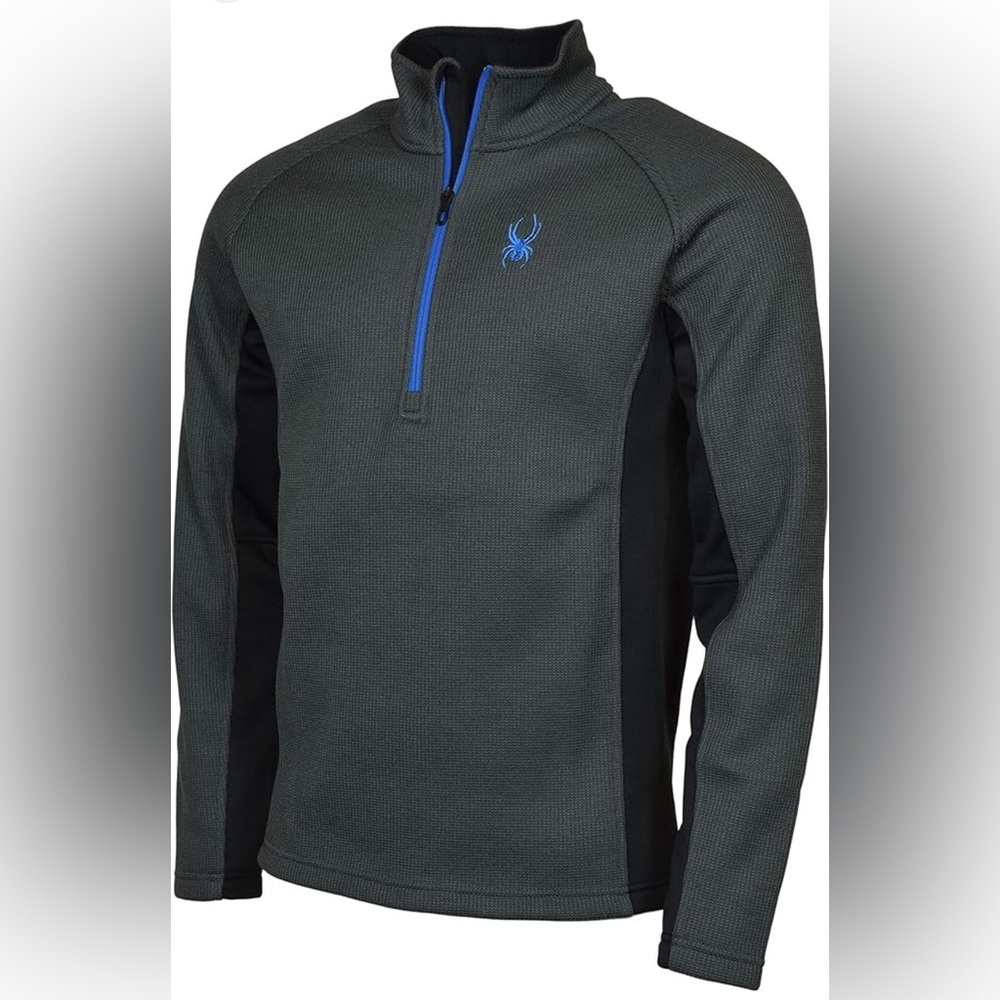 Spyder Men’s Charcoal Gray & Black Quarter-Zip Pullover with Blue Accents